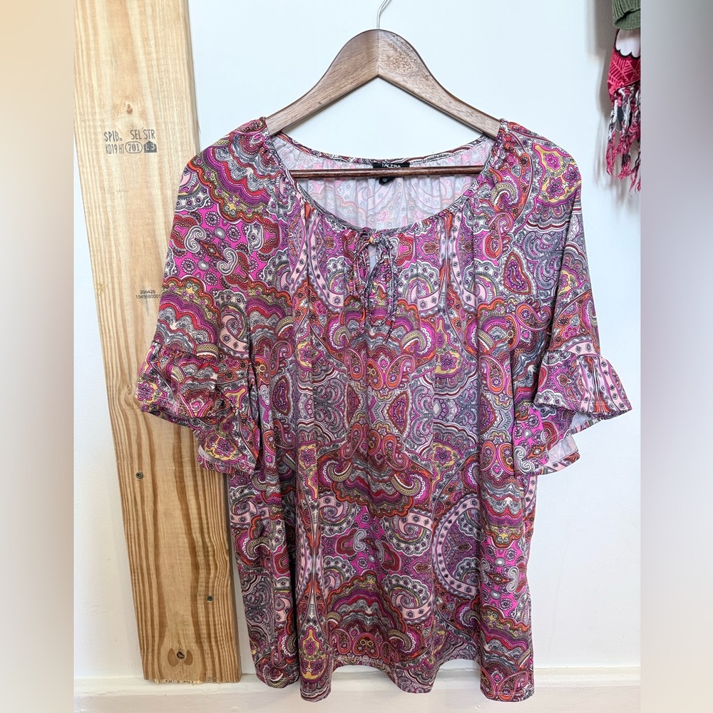 Tacera Pink and Purple Paisley‎ Blouse